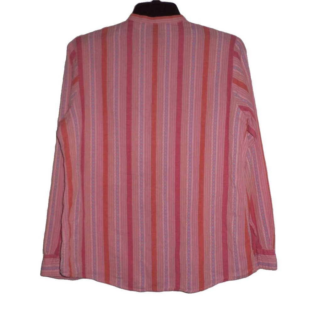 LL BEAN Top M Pink Striped SPRING SUMMER Long Slvs - Picture 5 of 5